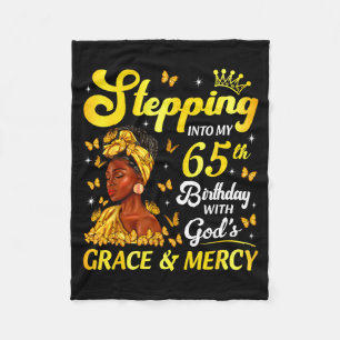 Stepng Into My 65th Birthday Christian Afro Women Fleece Blanket