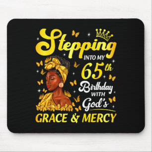Stepng Into My 65th Birthday Christian Afro Women Mouse Pad