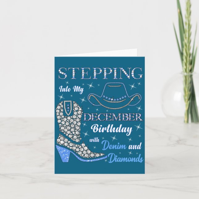 Stepng Into My December Birthday With Denim And Di Card (Front)