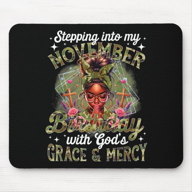 Stepng Into My November Birthday Black Women Chris Mouse Pad (Front)