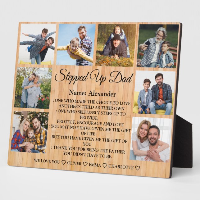 Stepped Up Dad Definition Custom 8 Photo  Plaque (Side)