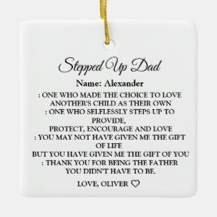 Stepped Up Dad Quote Custom Photo ＆ Name Ceramic Ornament