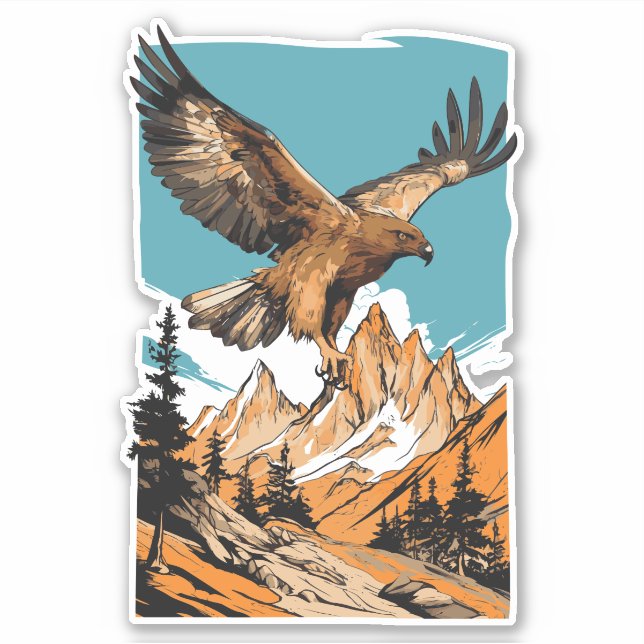 STEPPEE EAGLE OVER THE ALMATY MOUNTAINS KAZAKHSTAN STICKER (Front)