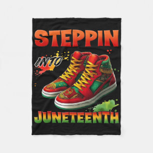 Steppin Into Juneteenth Afro African Sneakers Men  Fleece Blanket
