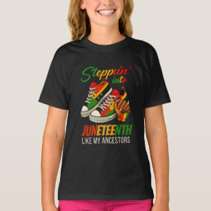 Steppin' Into Juneteenth – Black Woman Pride T-Shirt