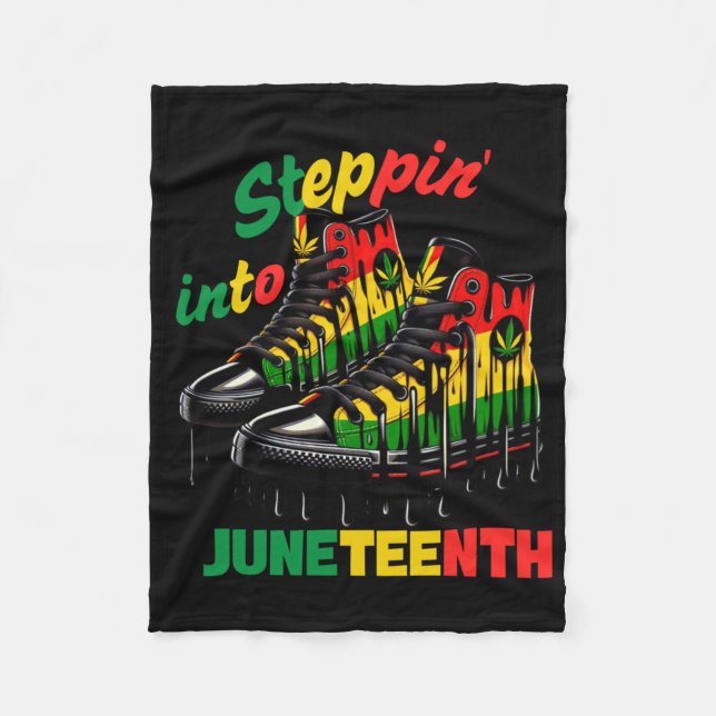 Steppin' Into Juneteenth  Fleece Blanket (Front)