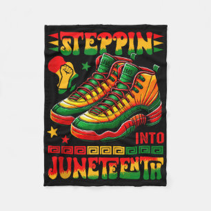 Steppin Into Juneteenth Proud Afro Matching Runnin Fleece Blanket
