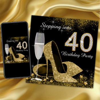 Stepping Into 40 Birthday Party Invitation by Pure_Elegance at Zazzle