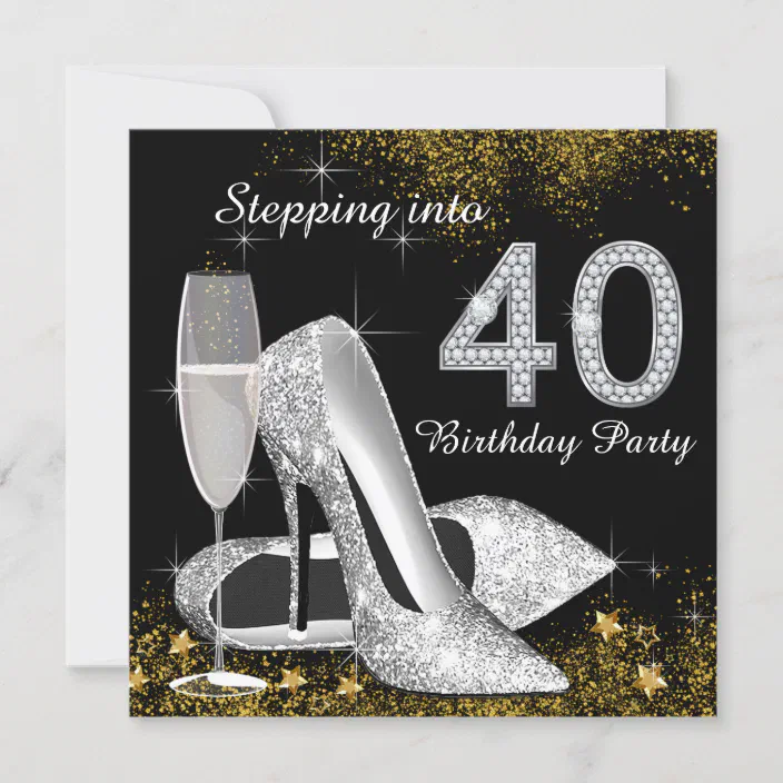Stepping Into 40 Birthday Party Silver Gold Invitation Zazzle Com