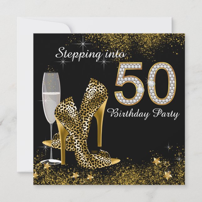 Stepping Into 50 Birthday Party Invitation (Front)