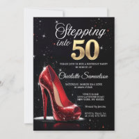 Stepping into 50 BIRTHDAY Red High Heels Fifty