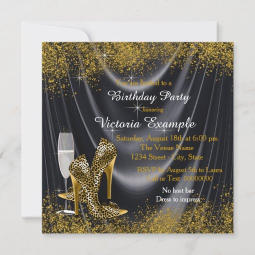 Stepping Into 60 Birthday Party Black Satin Invitation | Zazzle