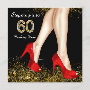 Stepping Into 60 Birthday Party Red Shoes Invitation by Pure_Elegance at Zazzle