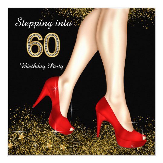 Stepping Into 60 Birthday Party Red Shoes Invitation | Zazzle.com
