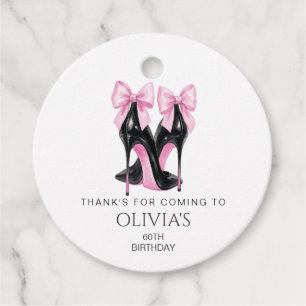 Stepping into 60 Pink 60th Thank You Favor Tags