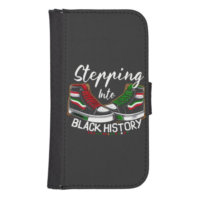 Stepping into Black History Month Juneteenth Black Samsung Galaxy Wallet Case (Front)