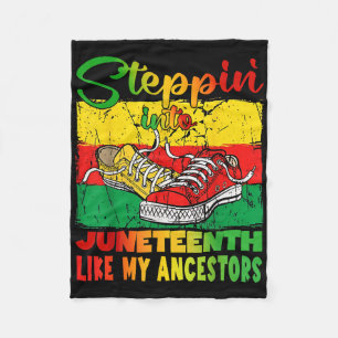 Stepping Into Juneteenth Afro Black Woman Sneakers Fleece Blanket