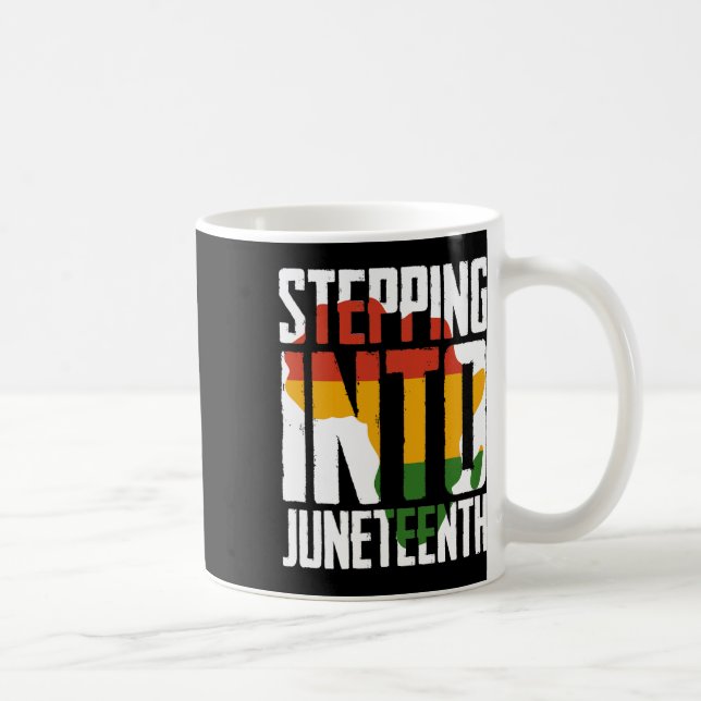 Stepping Into Juneteenth Afro Woman And Man Black  Coffee Mug (Right)
