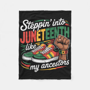 Stepping Into Juneteenth Afro Woman Black African Fleece Blanket