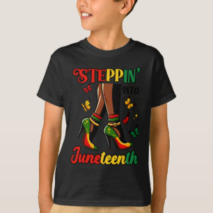 Stepping Into Juneteenth Afro Woman Black Girls Hi T-Shirt
