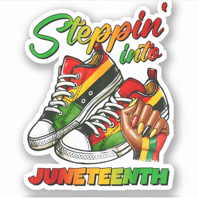 stepping into juneteenth Afro Woman Black Girls  Sticker (Front)