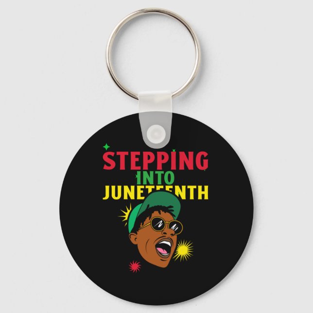 Stepping Into Juneteenth Sticker  Keychain (Front)