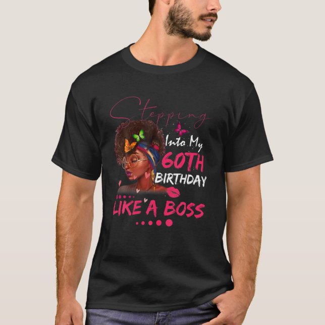 Stepping Into My 60Th Birthday 60 Years Old Africa T-Shirt (Front)