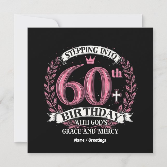 Stepping into My 60th Birthday with God's Grace  Invitation (Front)