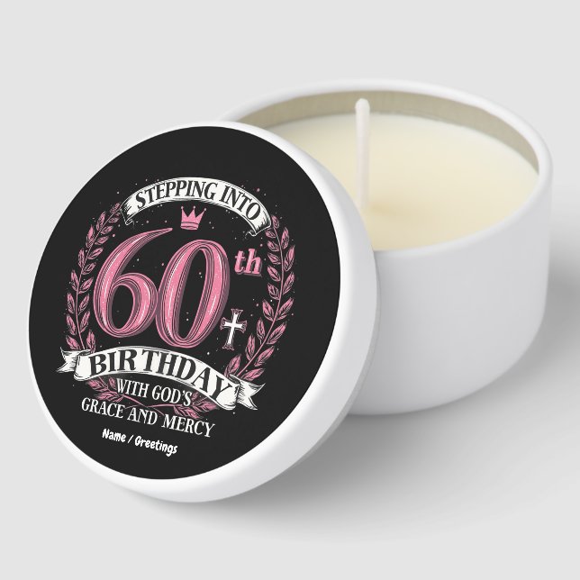 Stepping into My 60th Birthday with God's Grace  Mini Candle Favors (Corner)