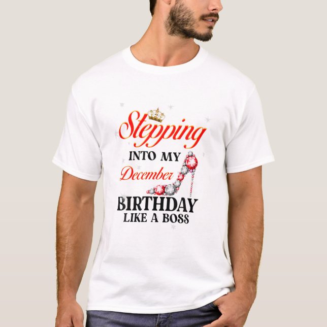 Stepping Into My December Birthday Like A Boss, Bi T-Shirt (Front)