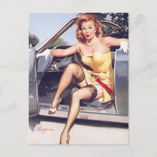 Stepping Out _ Gil Elvgren Vintage Pin up girl Postcard