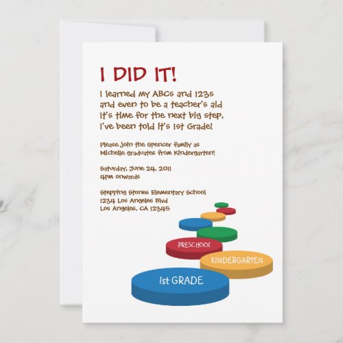 Stepping Stones Preschool/Kindergarten Graduation Custom Invite