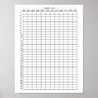 Steps Log Sheets for Months for the Year
