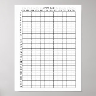 Steps Log Sheets for Months for the Year Poster