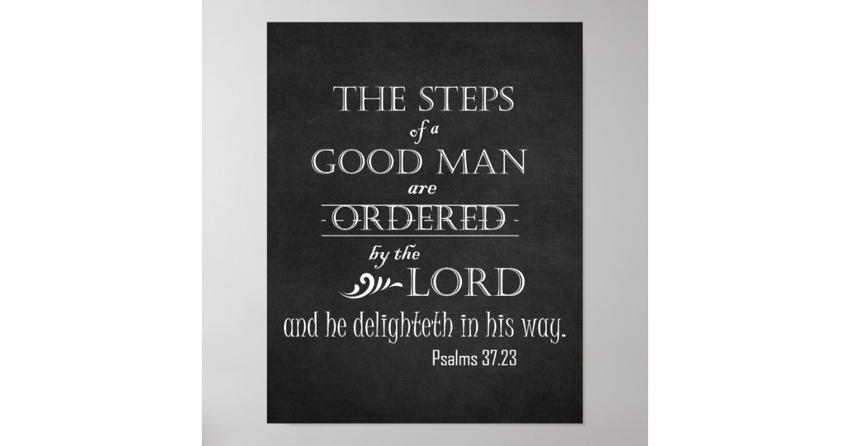 Steps of a good man bible verse typography poster zazzle