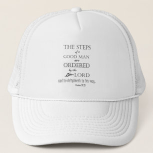 Steps of a Good Man Bible Verse Typography Trucker Hat