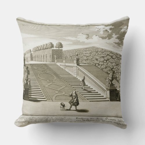 Steps to the garden terrace Belvedere Palace Vie Throw Pillow