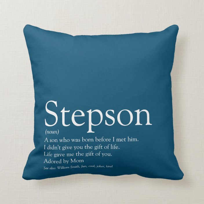 Stepson Blue Modern Fun Typography Throw Pillow