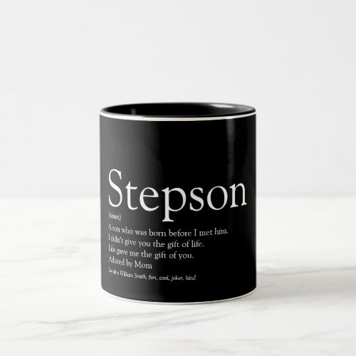 Stepson Fun Cool Black and White Definition  Two_Tone Coffee Mug