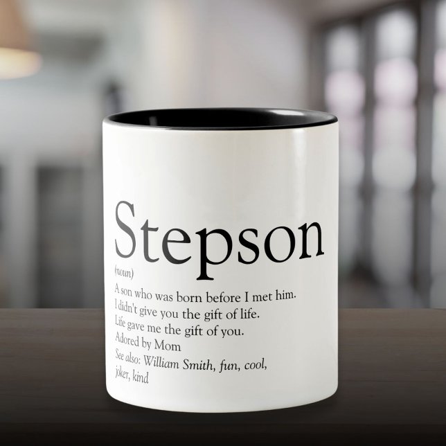 Stepson Modern Black and White Definition Two-Tone Coffee Mug (Stepson Modern Black and White Definition Two-Tone Coffee Mug)