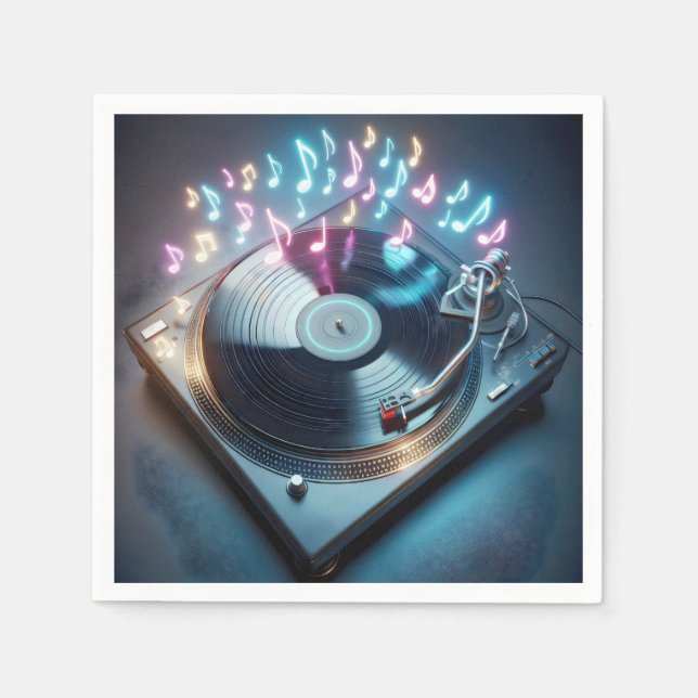 Stereo Turntable With Neon Notes Napkins (Front)