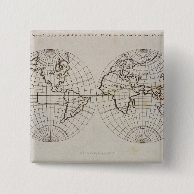 Stereographic Map Pinback Button (Front)