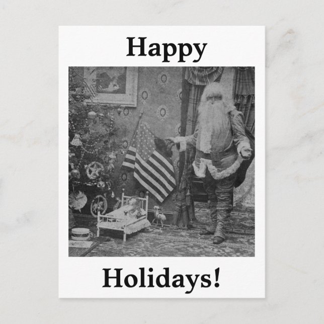 Stereoview Santa & American Flag ca 1901 Holiday Postcard (Front)