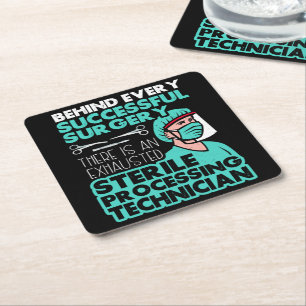 Sterile Processing Technician Tech Appreciation Square Paper Coaster