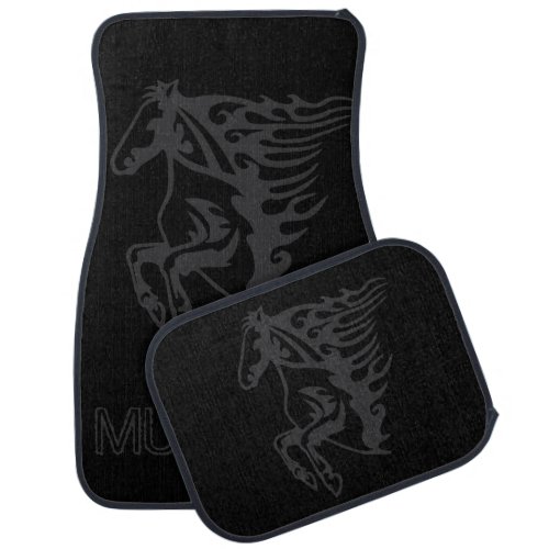 Sterling Grey Pony Horse Stallion Steed Line Art Car Floor Mat