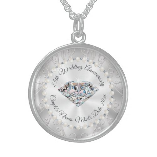 Sterling Silver 25th Wedding Anniversary Necklace