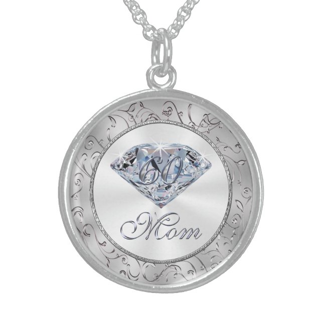 Sterling Silver 60th Birthday Jewelry for Mom (Front)