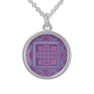 Sterling silver art purple passion diamond pattern necklace