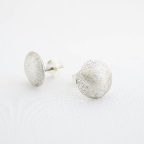 Sterling Silver Button Stud Earrings