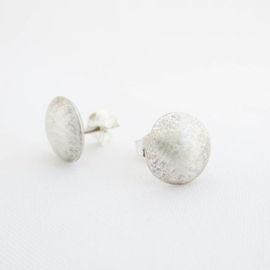 Sterling Silver Button Stud Earrings (Front)